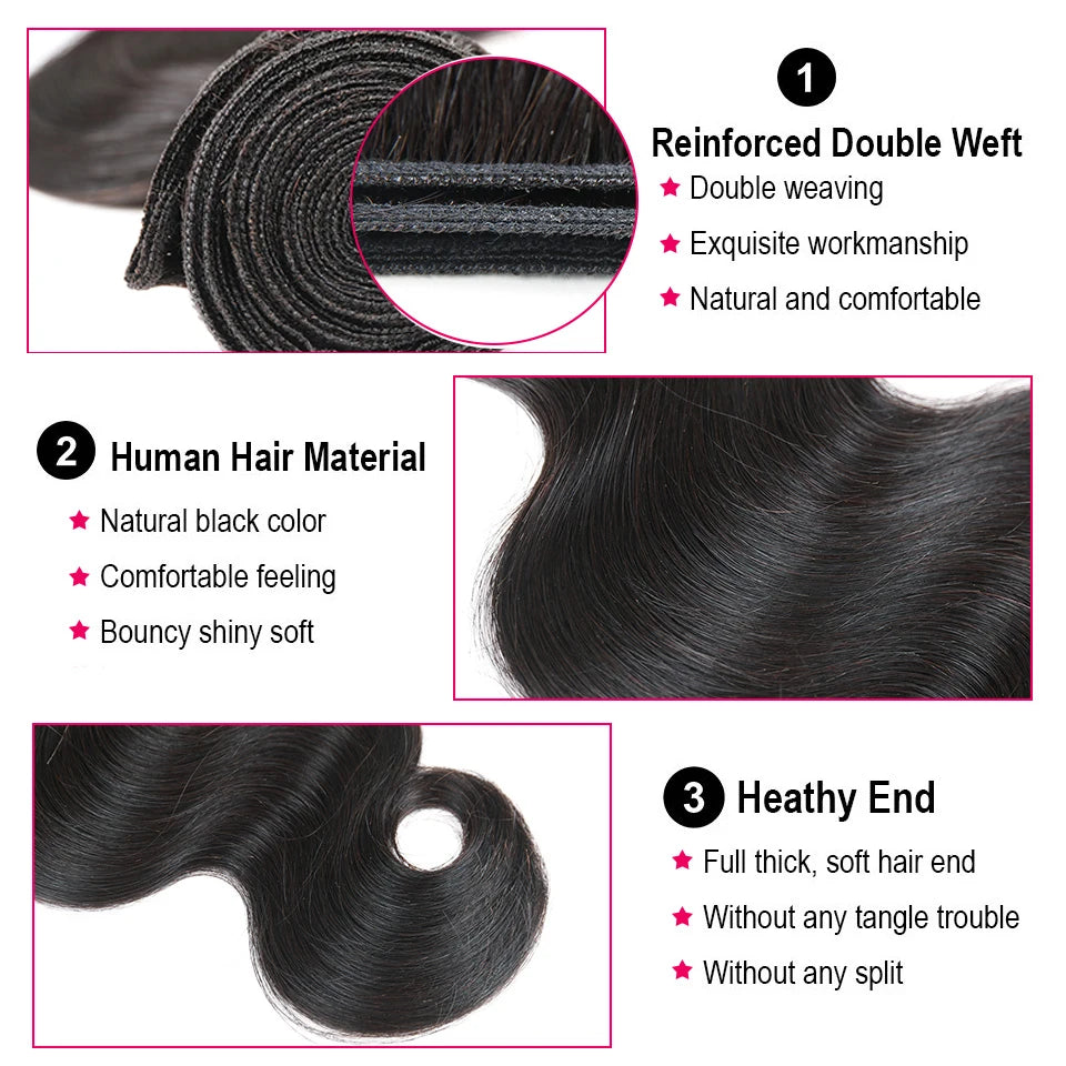 1/3 Black Pearl Pre-Colored Human Hair Bundles