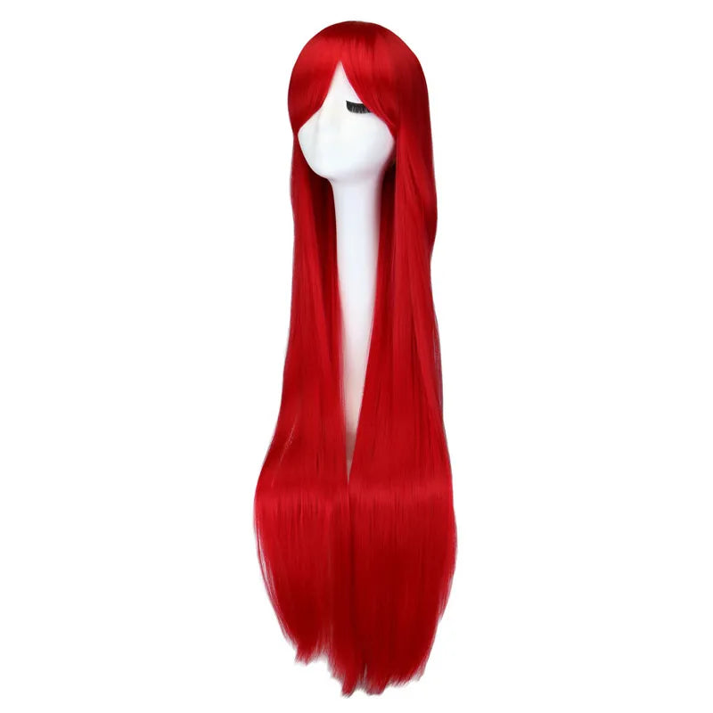 100cm long straight cosplay wig in black and purple