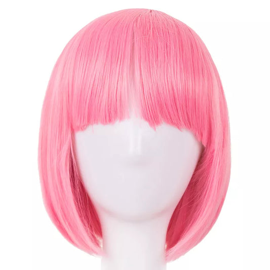 Pink Synthetic Heat Resistant Short Wavy Hair wig