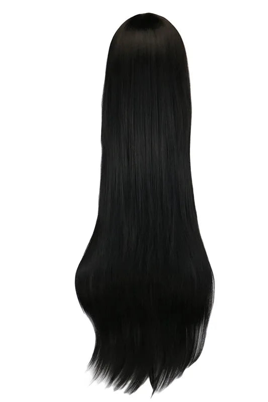 40" 100 Cm Long Straight Party Cosplay Black Synthetic Hair Wigs