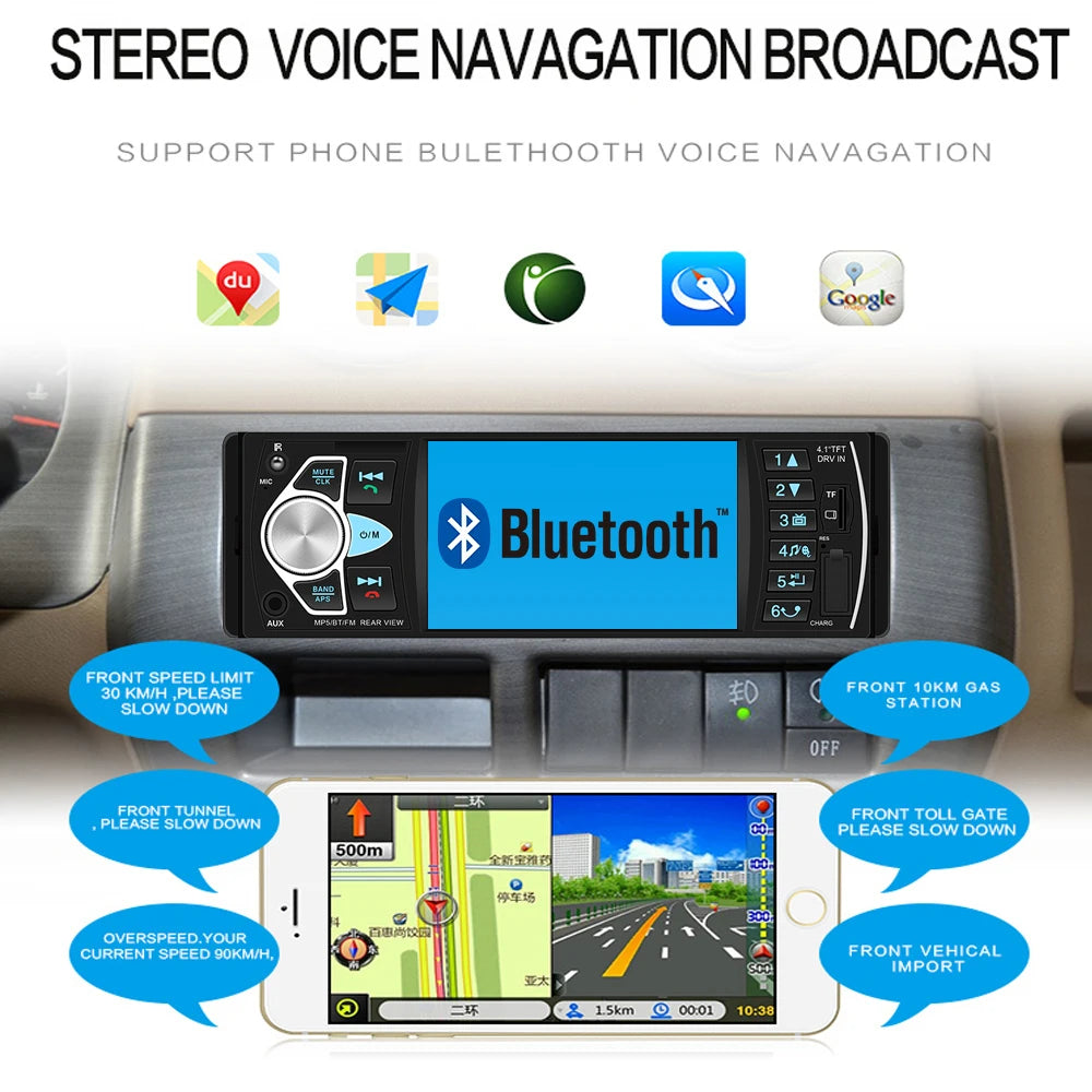 4.1-inch Bluetooth-supported rear view camera and car radio