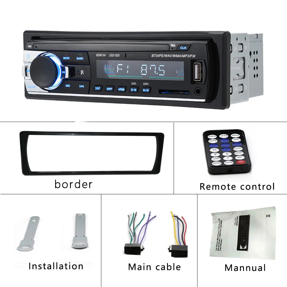 Digital Bluetooth Car Radio Stereo Player with In-Dash AUX Input