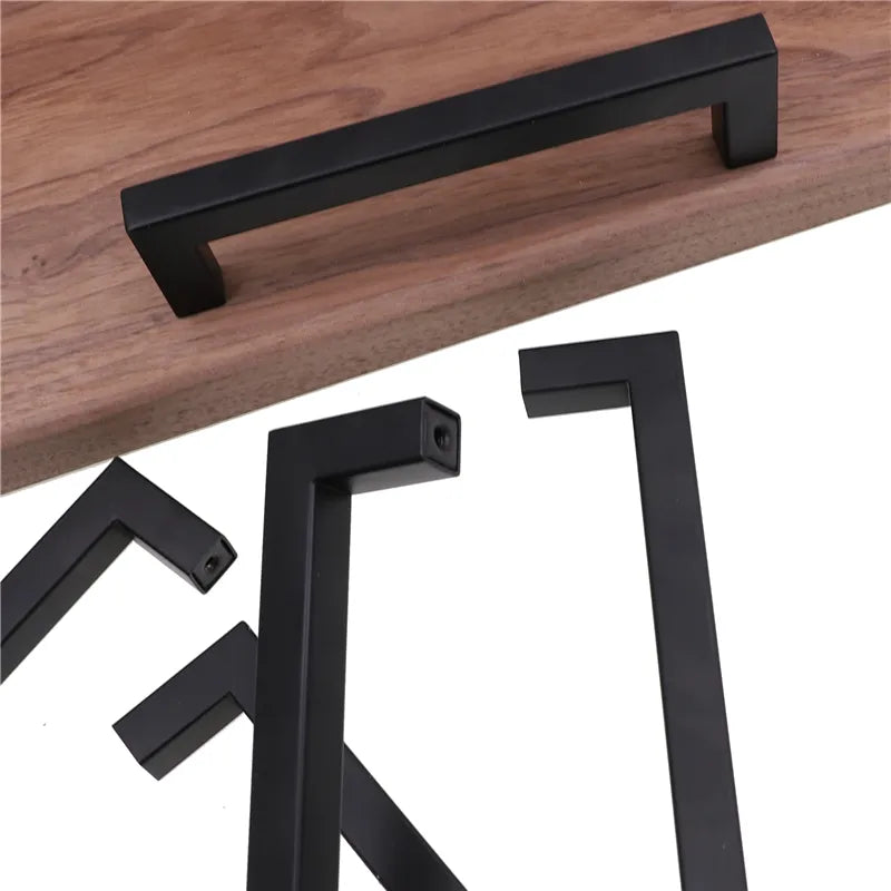 Square Modern Black Cabinet Handle