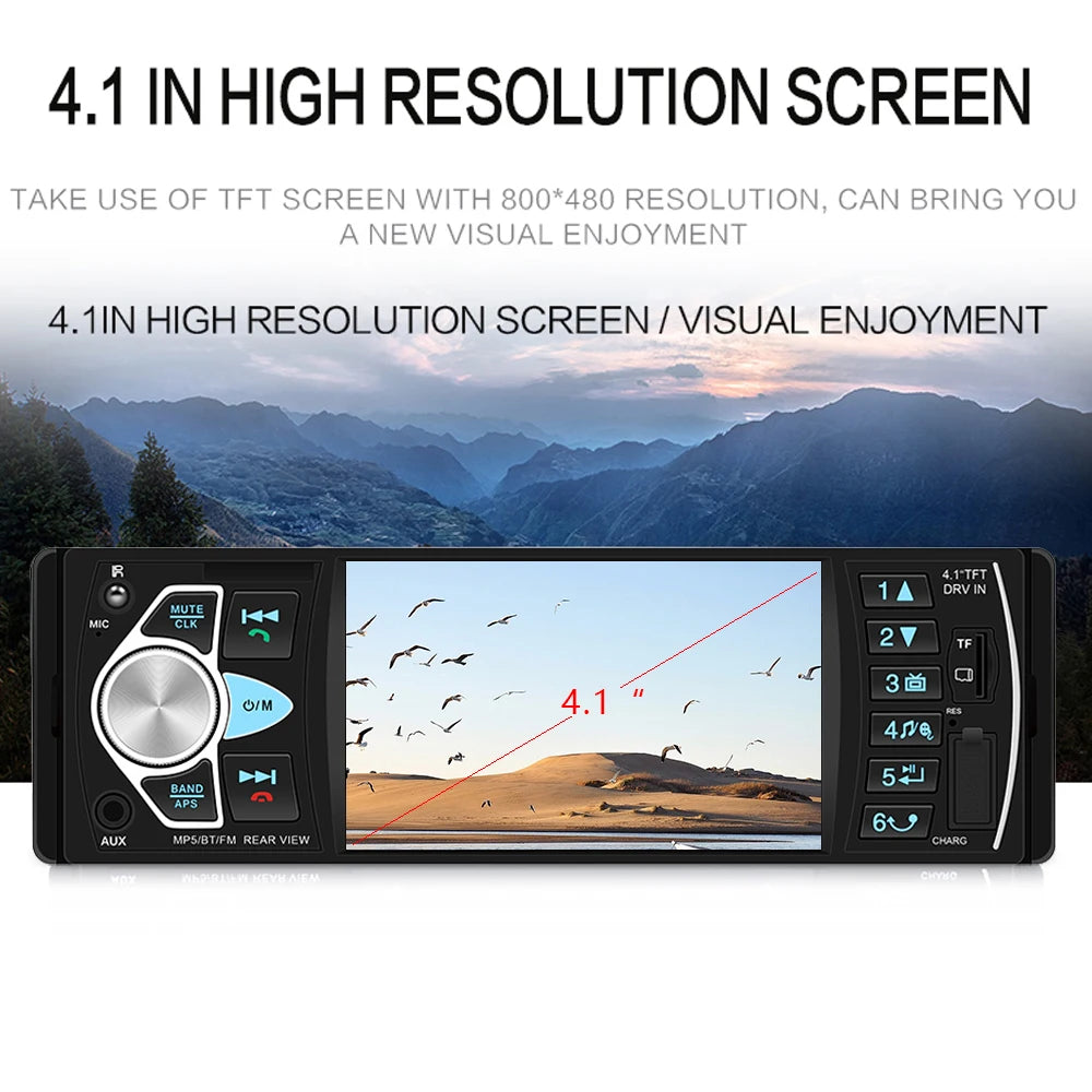 4.1-inch Bluetooth-supported rear view camera and car radio