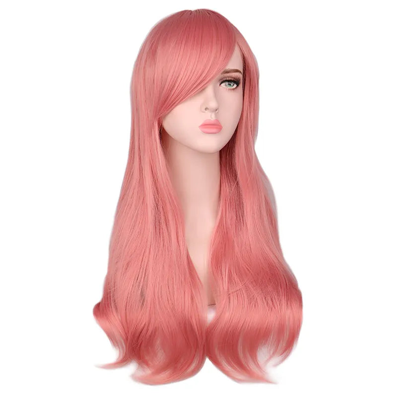 Red, Rose, Pink, Black, Blue, Sliver, Gray, Brown, Women's Long Wavy Cosplay Wig