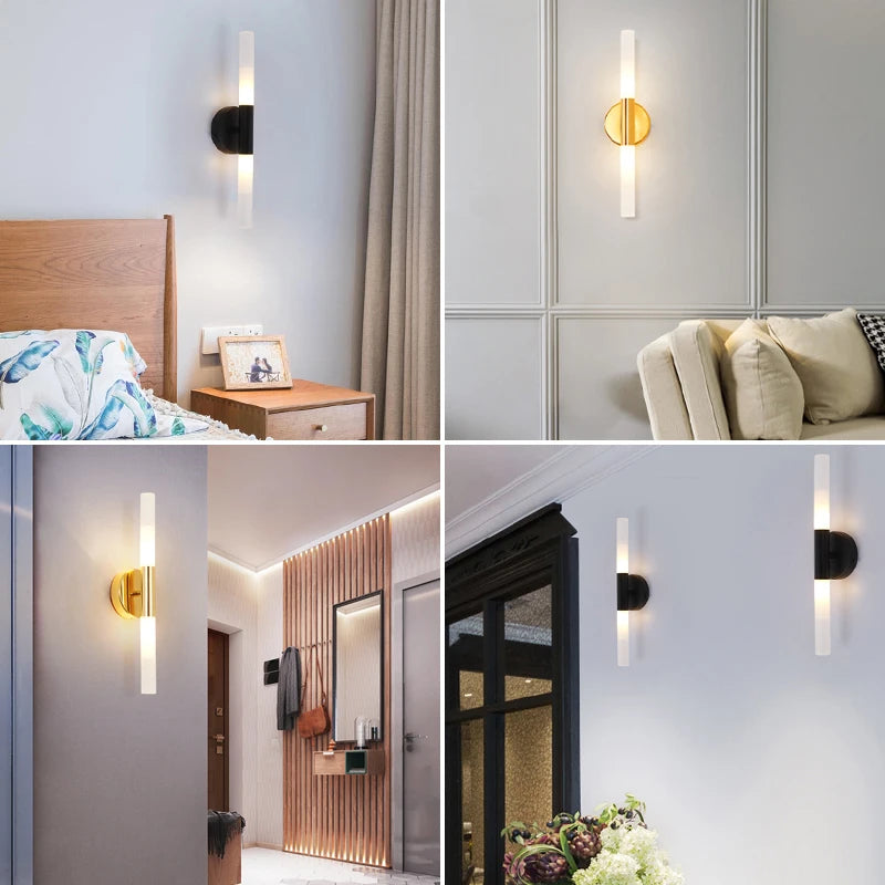 Modern metal tube pipe up down LED wall lamps