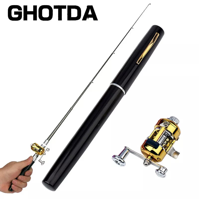 Portable Pocket Telescopic Mini Fishing Pole Pen With Reel Wheel