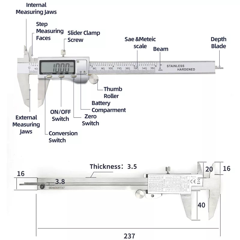 Digital Professional Vernier Caliper Measuring Tools