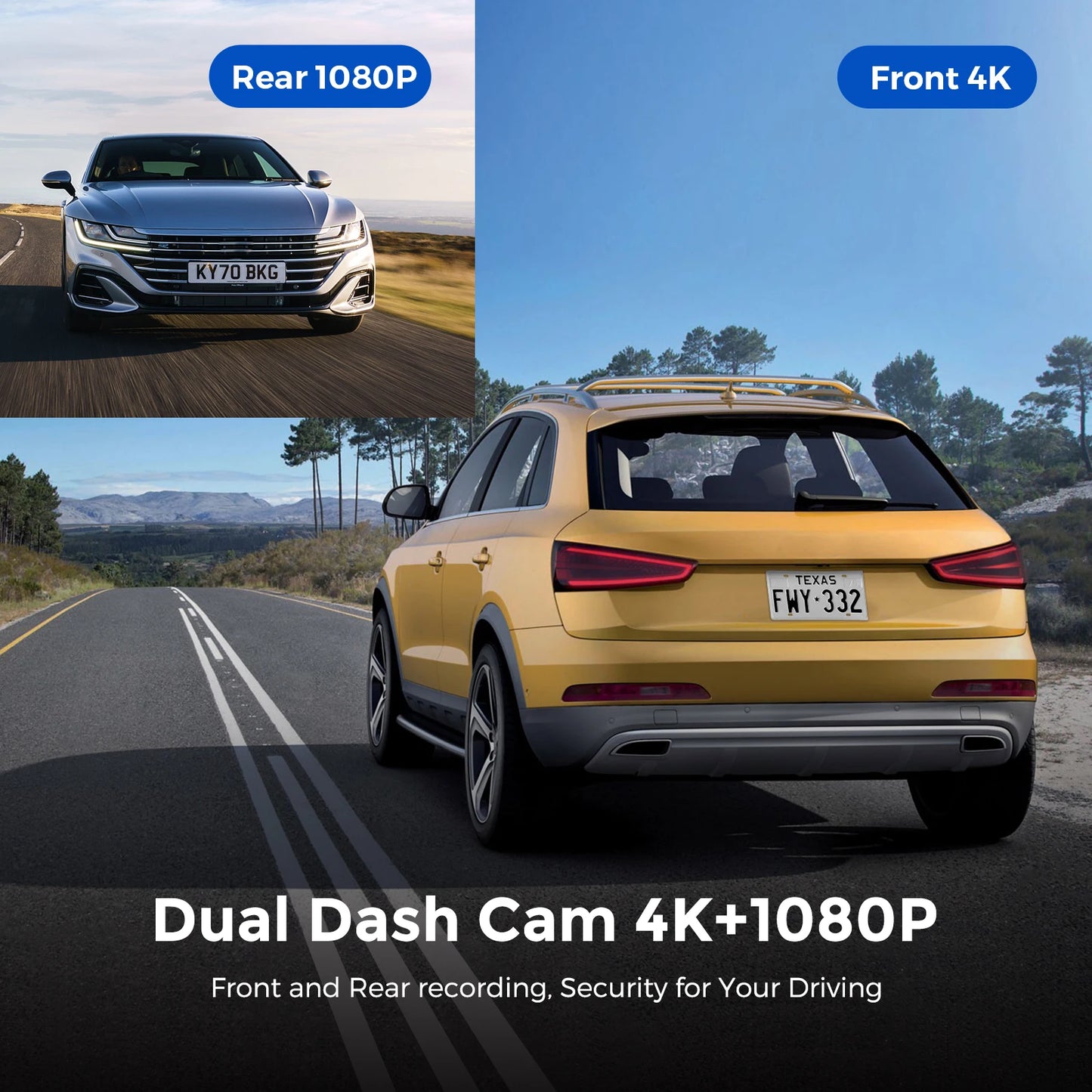 800 MP Lens 1080P Car Recorders Rear Camera with Voice Control