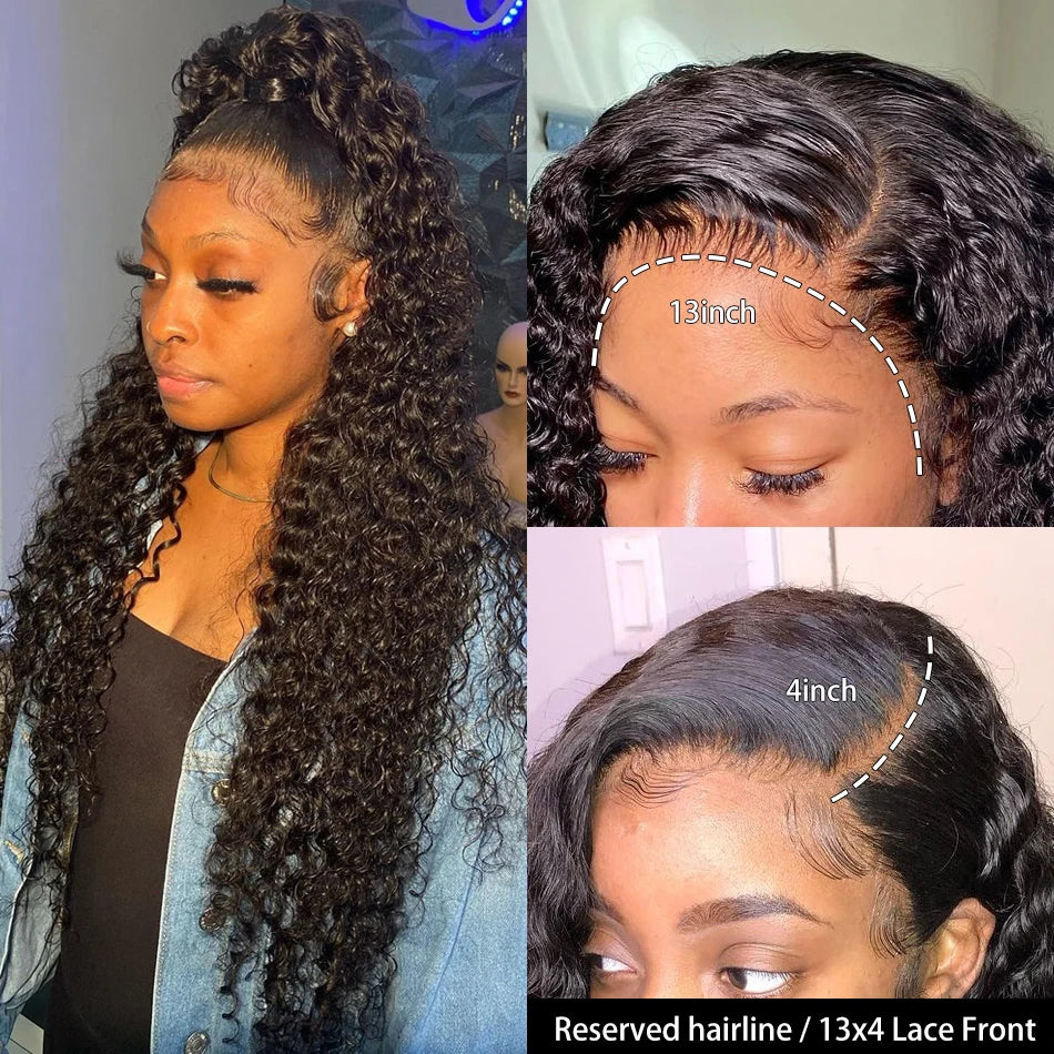 30 34 Inch HD Water Wave Lace Front Wig