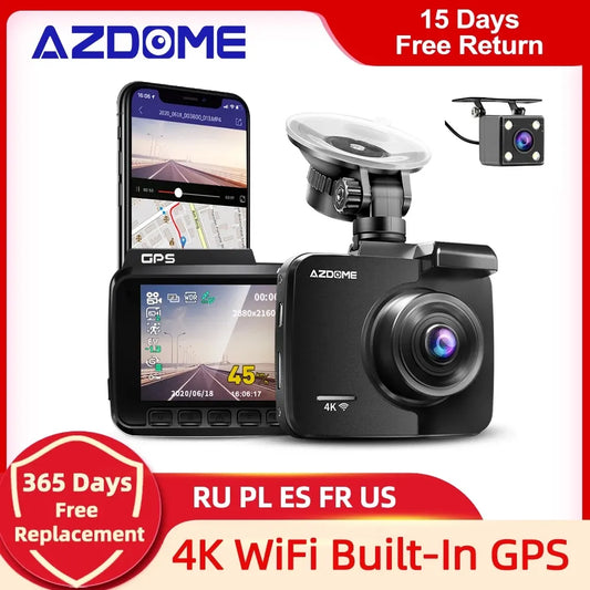 Dual Lens Dash Cam with Built-In GPS and G-Sensor Motion Detection