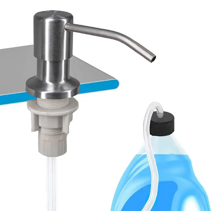 1 Set Stainless Steel Liquid Soap Dispenser with Built-in Lotion Pump Extension Tube