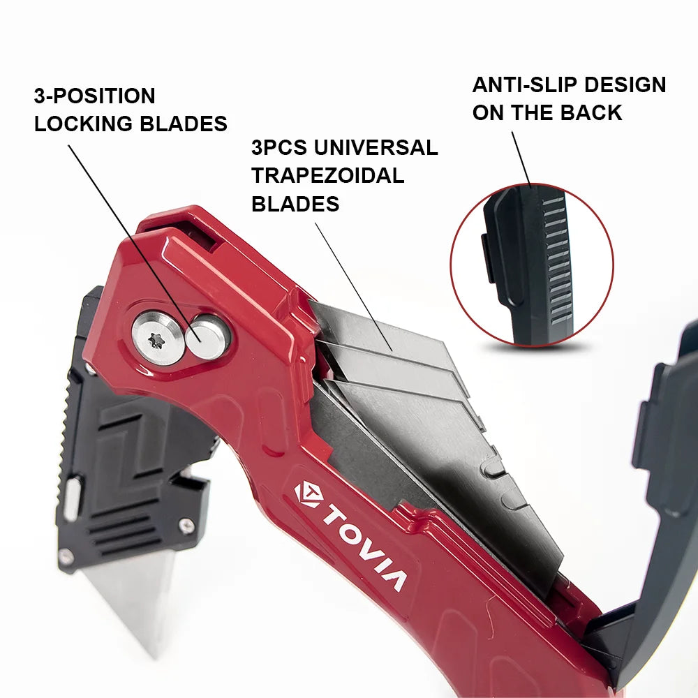 Folding Knife with 3 Blades Utility Knife for Cable Cartons