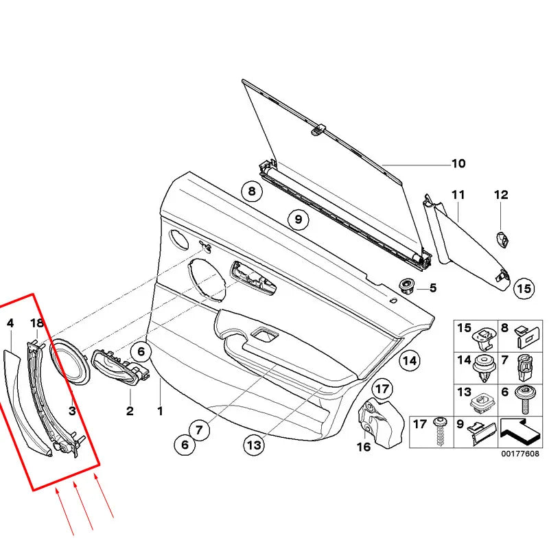 Car Inner Handle Interior Door Panel Pull Trim Cover for BMW