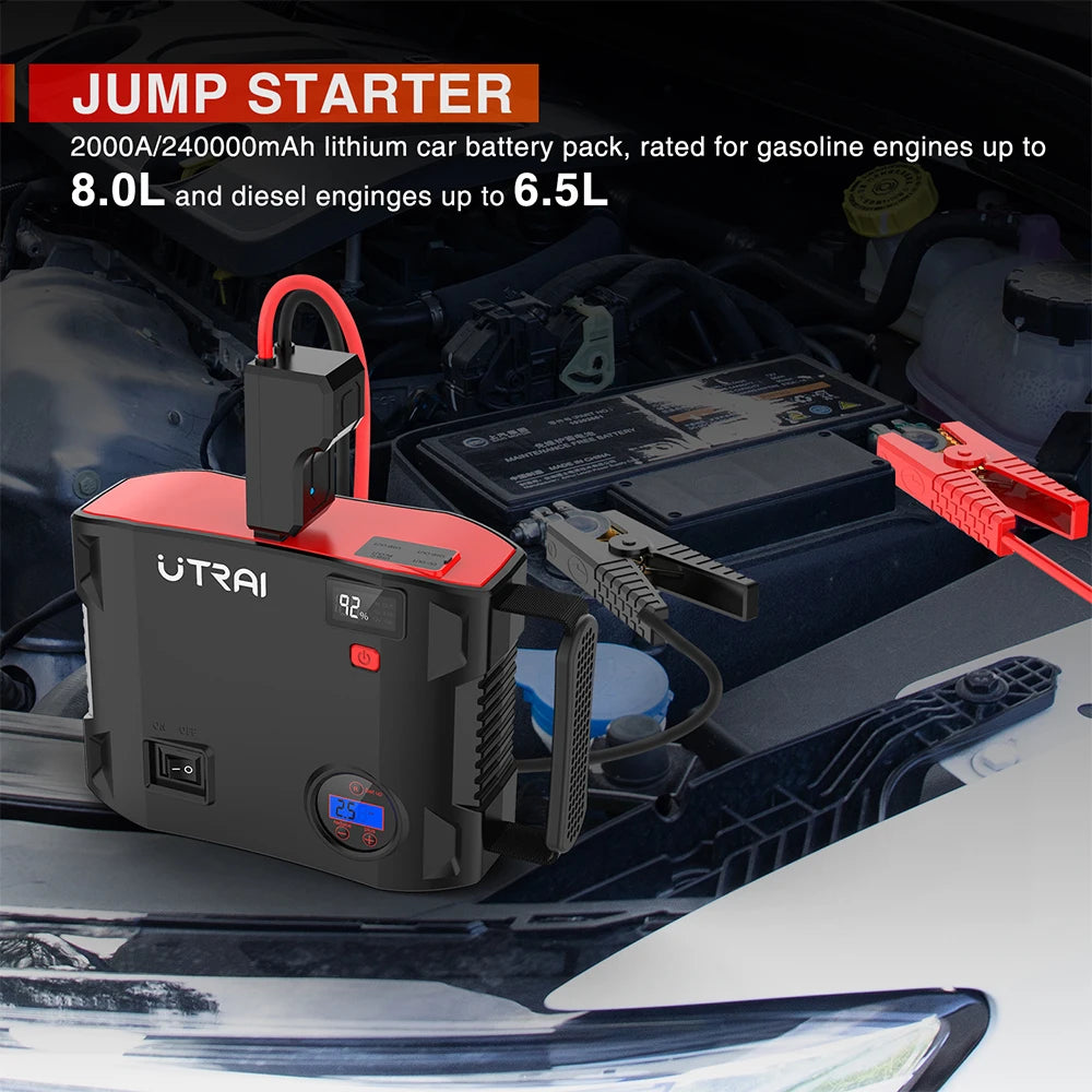 4in1 Jump Starter 2000A Power Bank Portable Car Battery Booster