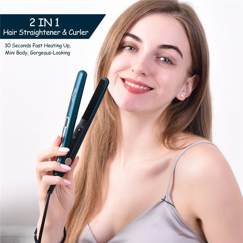 Mini Professional 2-in-1 Hair Straightener and Hair Curler