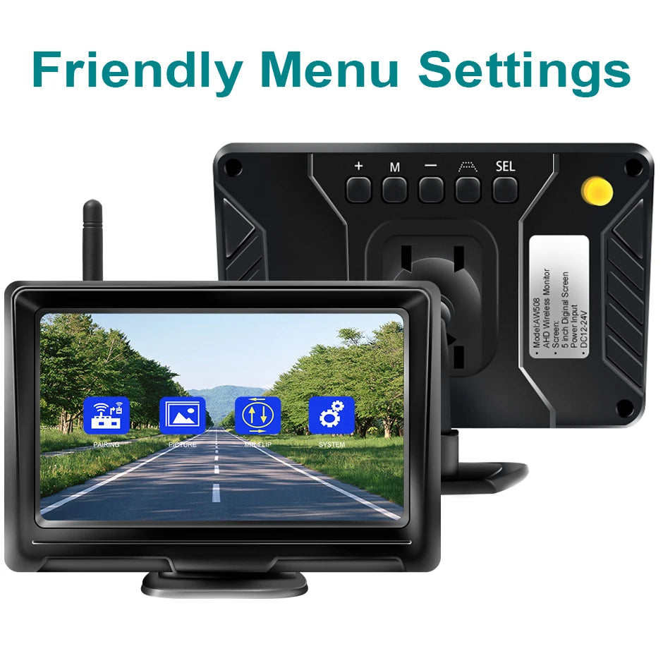 1080P Wireless IPS 5 Inch Rear View Car Monitor with Stable Digital Signal