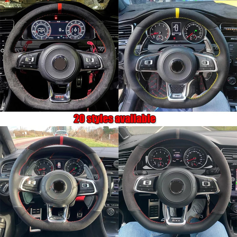 Black Customize Suede Car Steering Wheel Cover