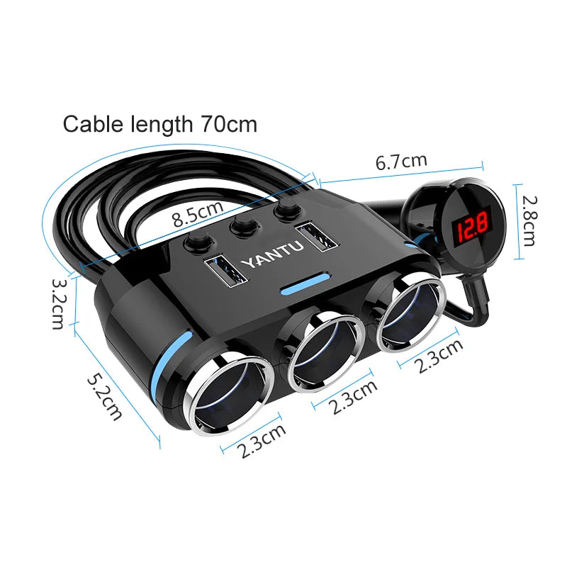 12V-24V Car Cigarette Lighter Socket, Splitter Plug and USB Charger Plug