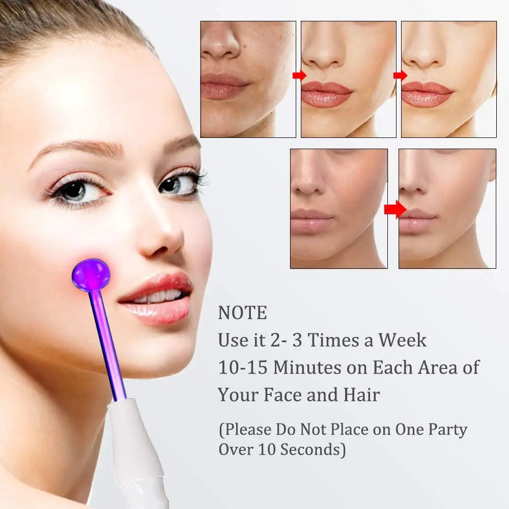 7-in-1 High Frequency Electrode Glass Tube with Purple Light Acne Remover