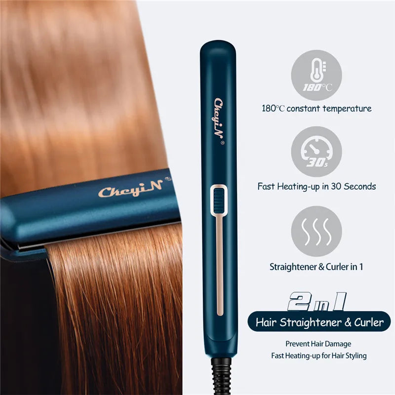 Mini Professional 2-in-1 Hair Straightener and Hair Curler