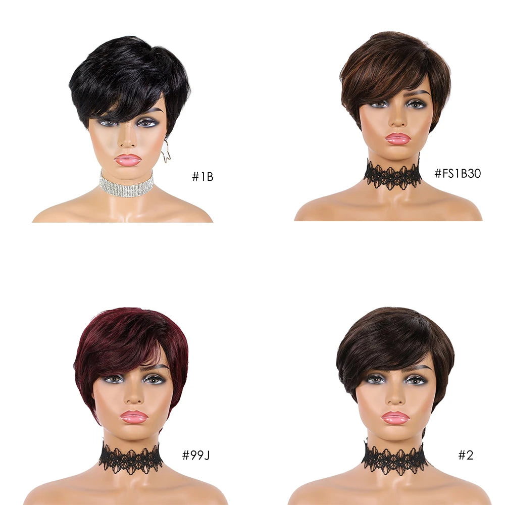 Machine Made Short Human Hair Wigs