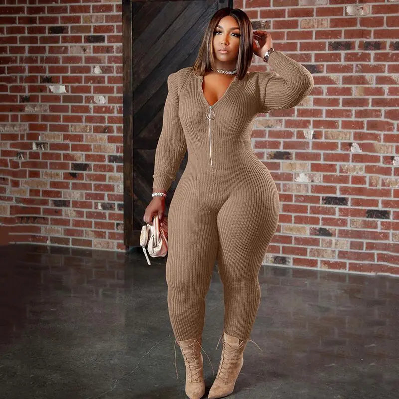 Plus Size Knitted Bodycon Jumpsuits