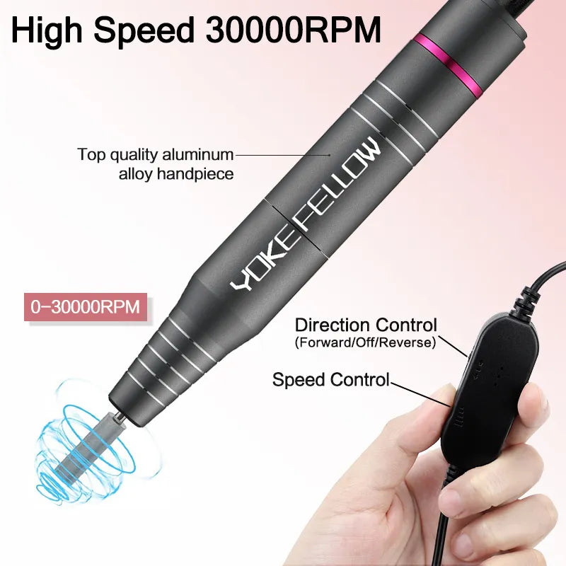 35000/30000RPM Electric Nail Drill Machine For Manicure Milling Cutter Set