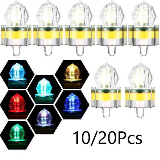 10/20Pcs Colorful LED Mini Fishing Bait Light