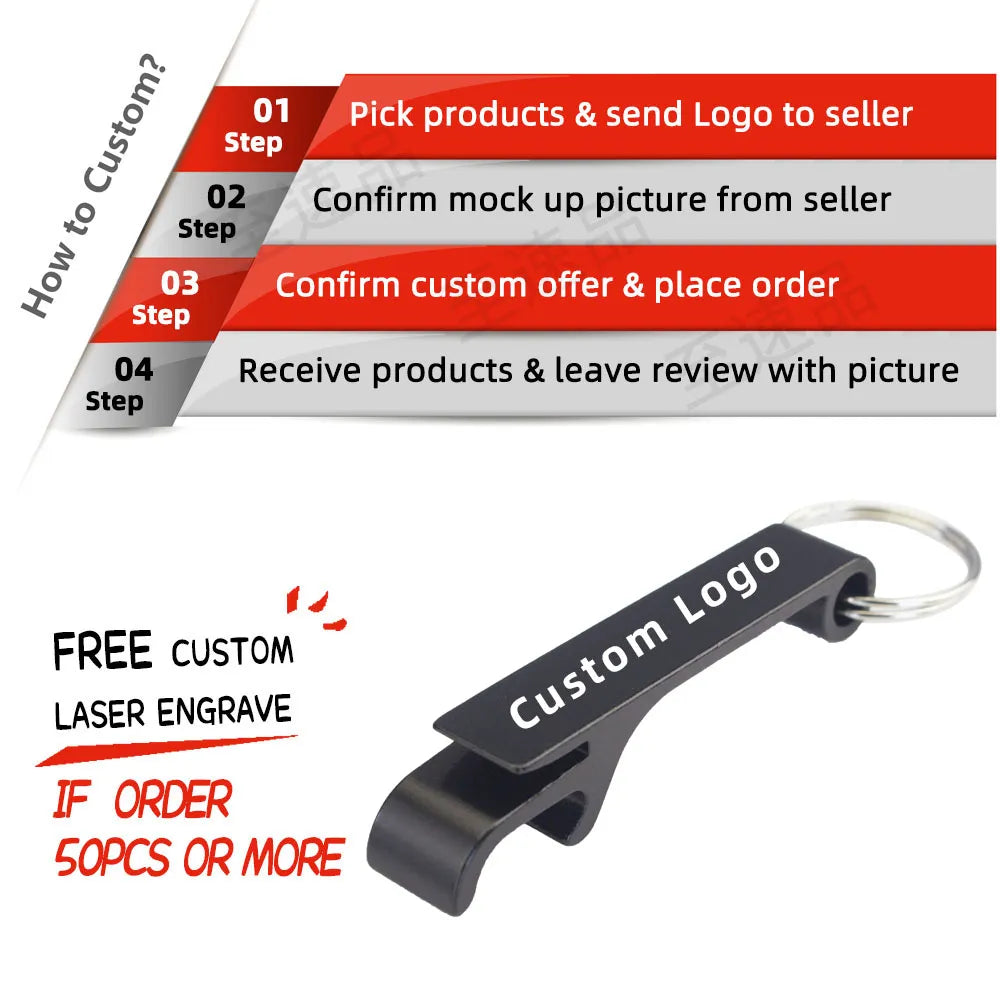 100pcs Customized Aluminum Can Opener Key Chain