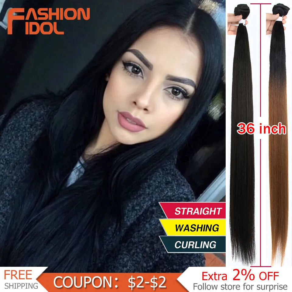 36 inch  120G Ombre Straight Hair Bundles