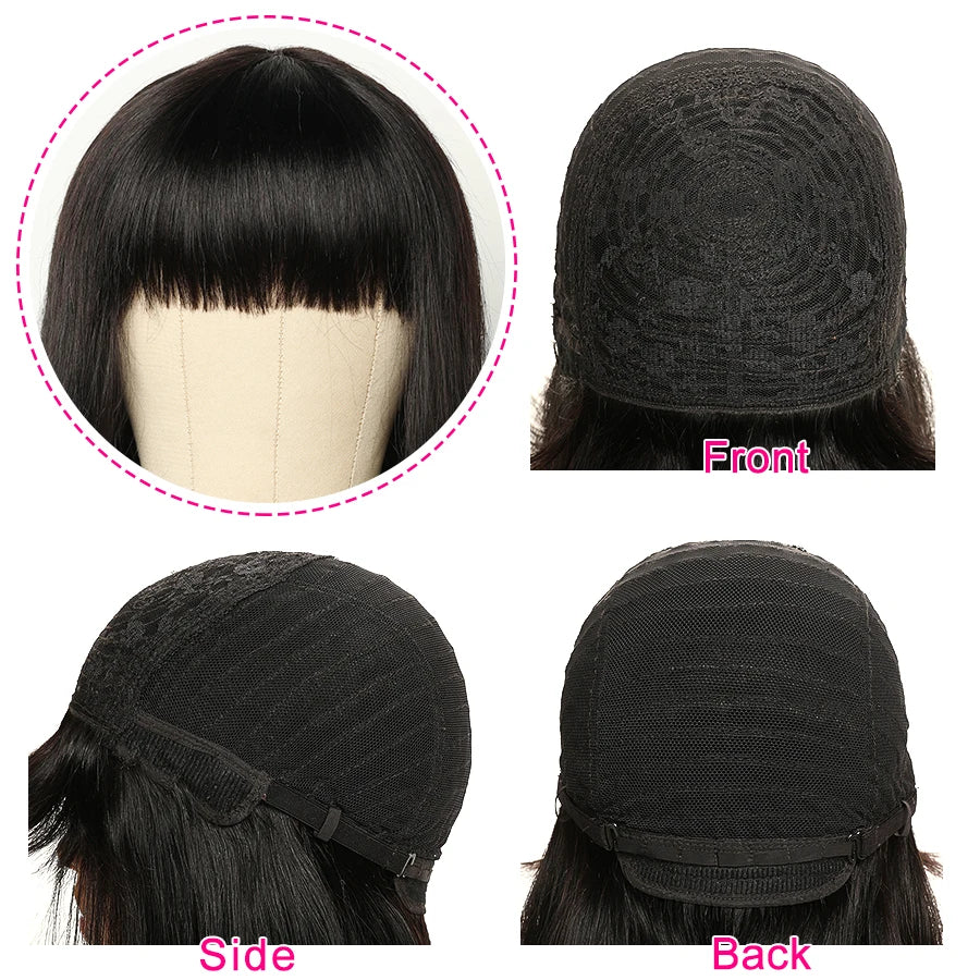 Full machine-made wigs with fringe