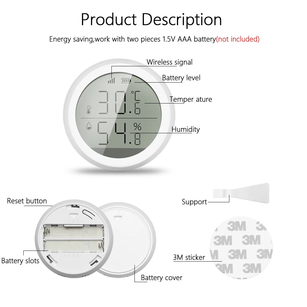 Smart Home Temperature And Humidity Sensor With LED Screen