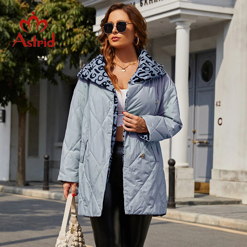 Plus Size Long Warm Letter Print Hooded Jacket