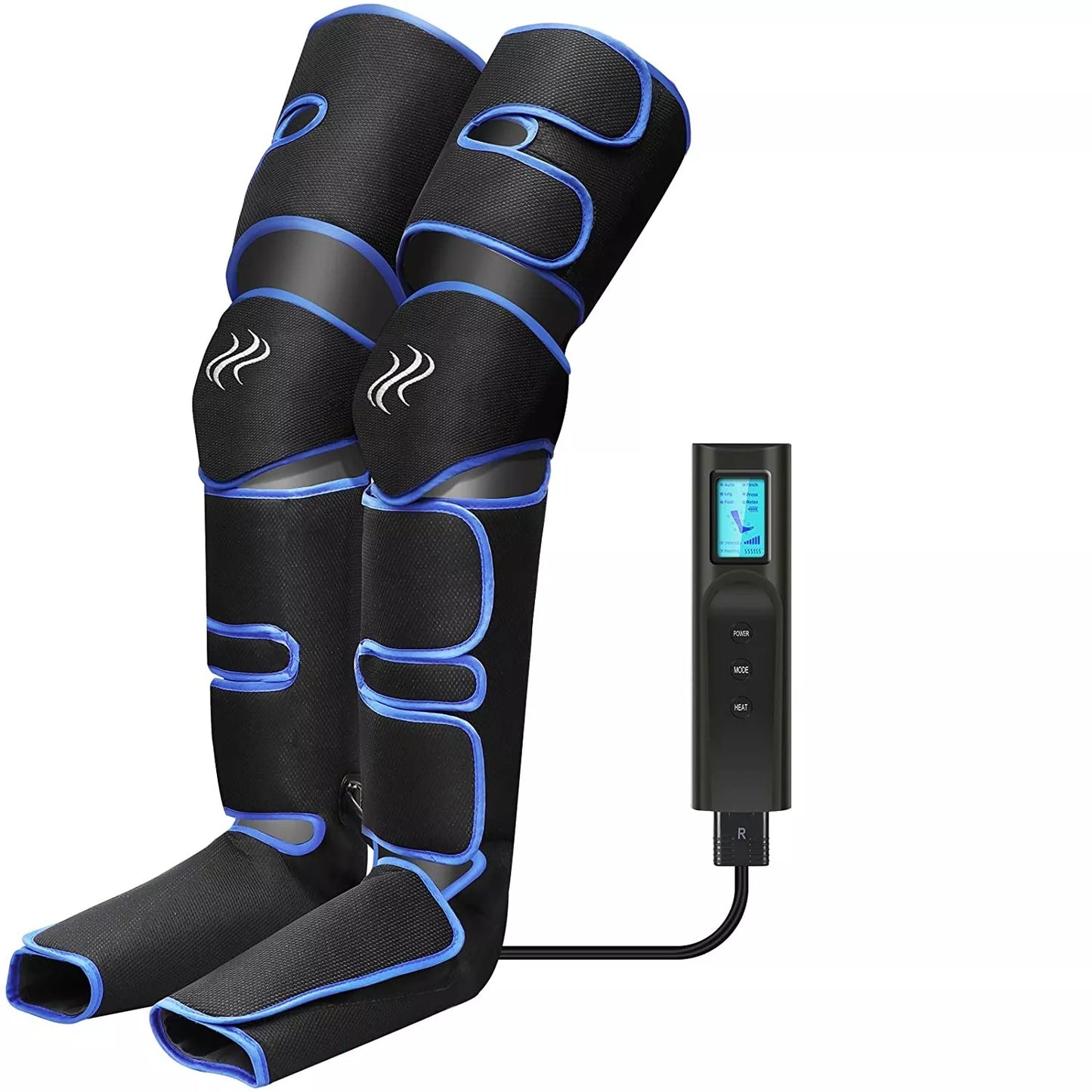 Leg-Massager Compression for Thigh, Calf, and Foot with Handheld Controller Knee-Heat