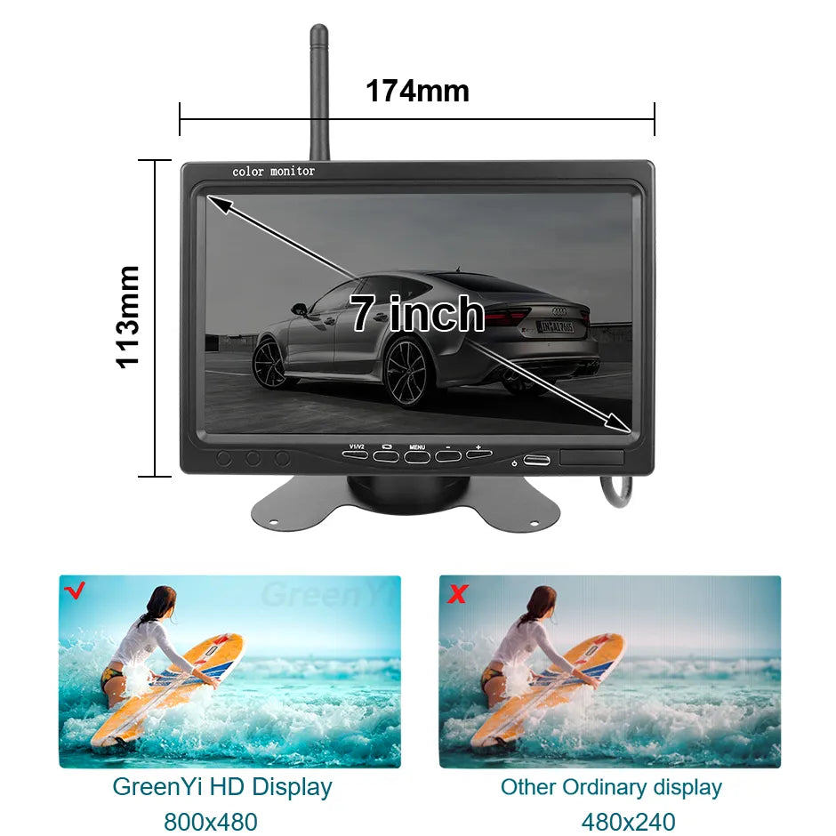 Wireless 7-inch Car Monitor Screen