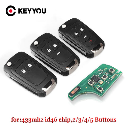 2/3/4 Buttons Flip Folding Remote Car For Chevrolet