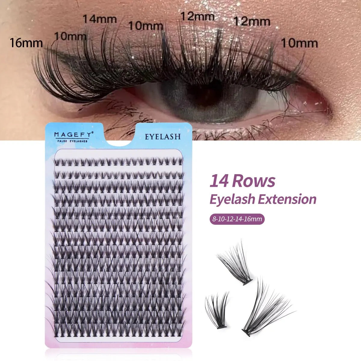 280 Pcs Cluster Lashes 40P 30P Fishtail Type Grafted Eyelashes 8~16mm Natural Vivid Eye Makeup Lashes Extension Individual Lash