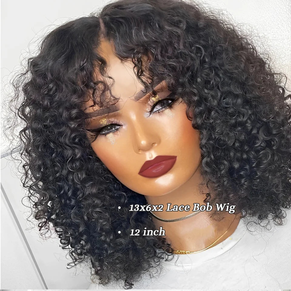 Pre-plucked Peruvian Glueless Bob Wig Water Lace Front Human Hair Wigs