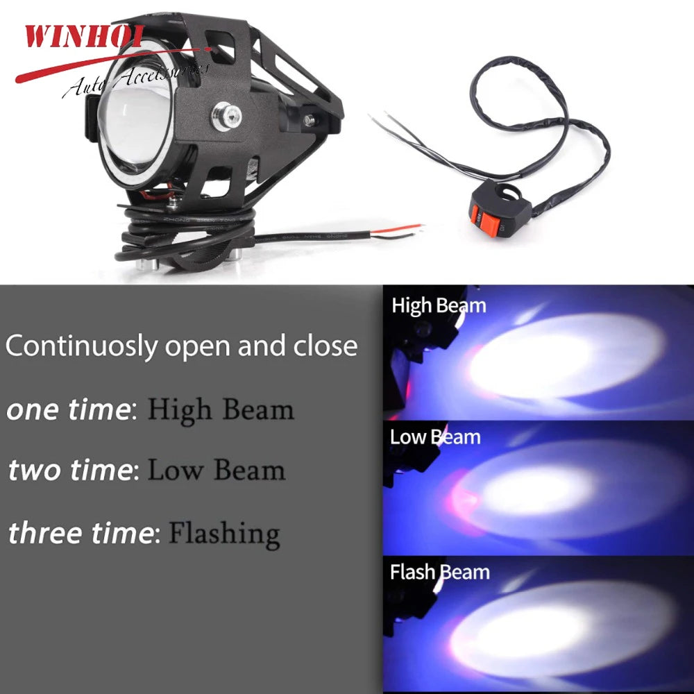 125W LED Motorcycle Headlight with Angle Eyes