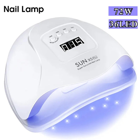 72W LED Nail Lamp For Manicure With Motion Sensing LCD Display