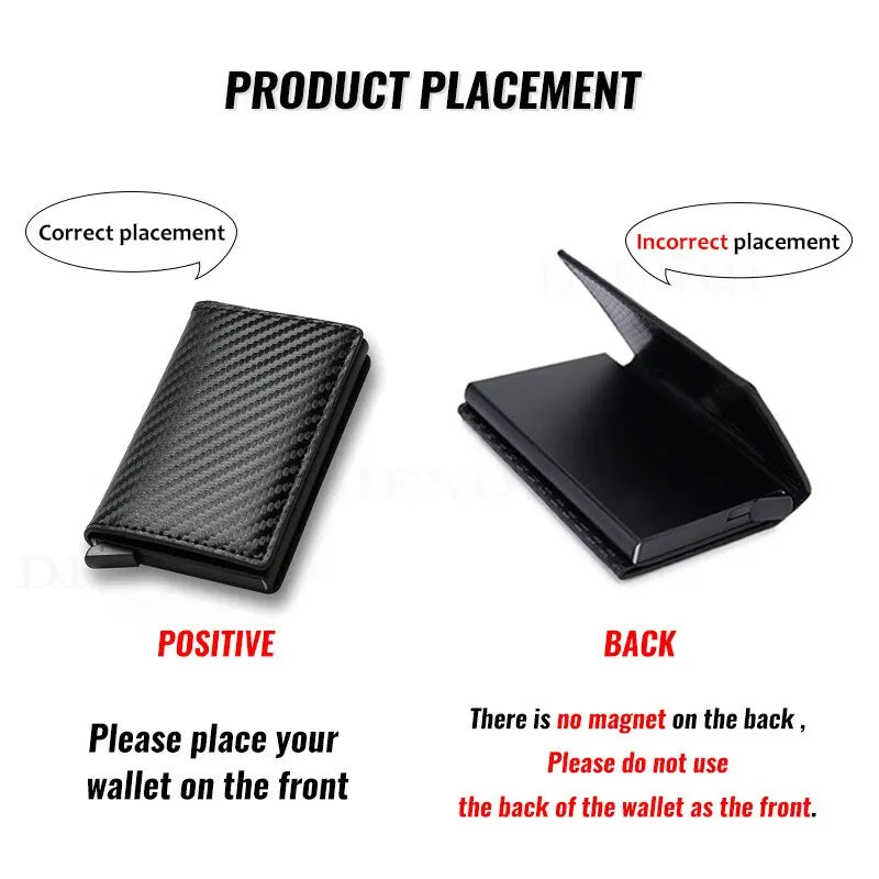 Rfid Aluminum Men Wallet Card Holders Purse Carbon Fiber Men Business Slim Thin Smart Wallet Credit Cardholder Case Note Holder
