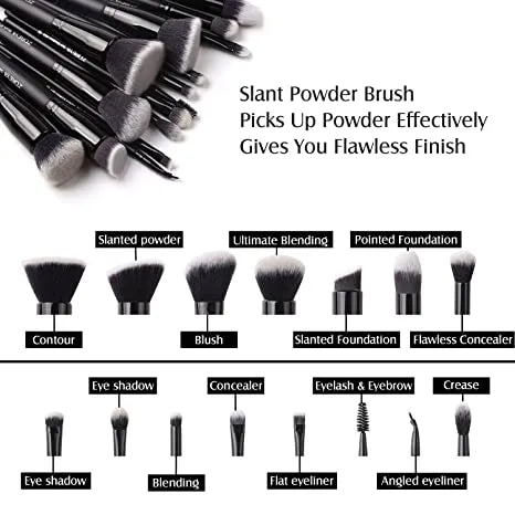 15 Pcs Luxury Black Makeup Brushes Set