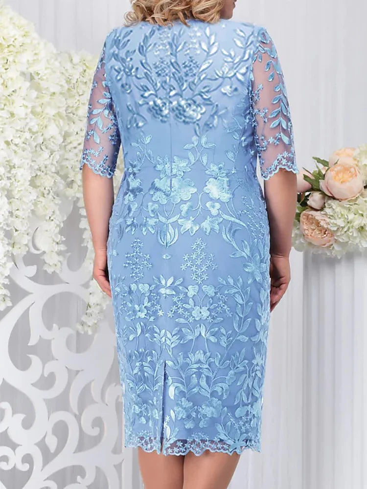 Floral Lace Prom Plus Size Party Dress