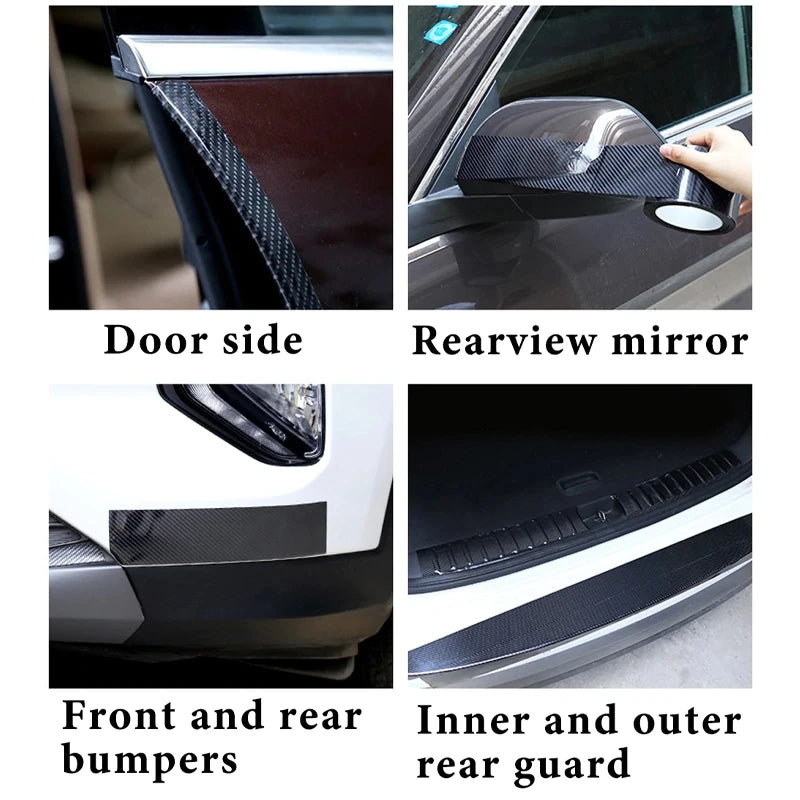 1PC Carbon Fiber Car Sticker Pasting Protective Strip Car Sill Rearview Mirror Anti Scratch Tape Waterproof Protective Film