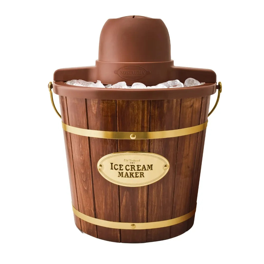 Nostalgia 4-Quart Electric Ice Cream Maker with Wood Bucket Kitchen