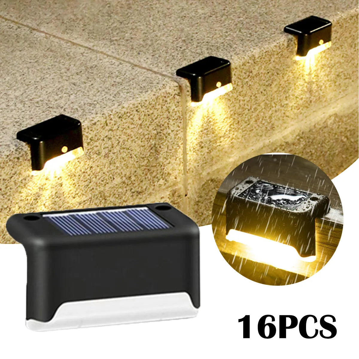 Warm White LED Solar Step Lamp for Path and Stair