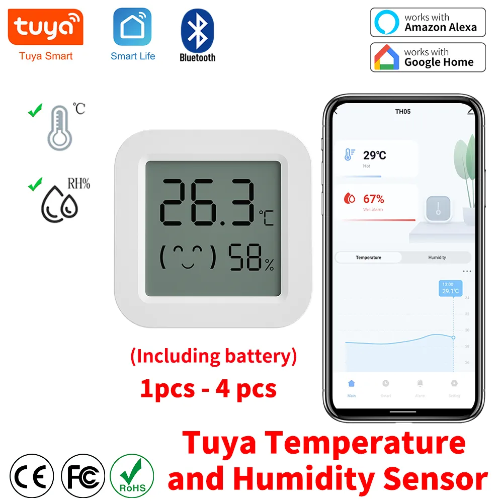 Temperature Humidity Sensor with Mini LCD Digital Display and Compatible with Bluetooth APP
