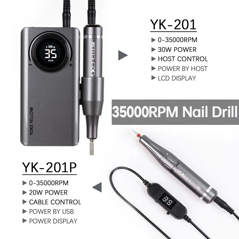 35000 RPM Rechargeable Portable Nail Drill Machine