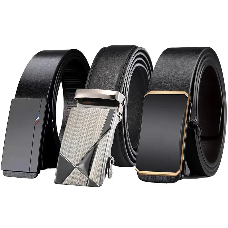 Men Belts Automatic Buckle Belt PU Leather High Quality For Men Leather Strap Casual For Jeans